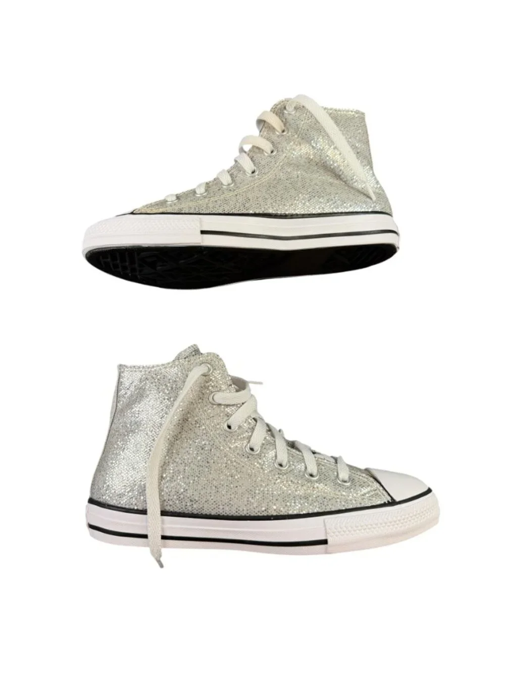 Converse Chuck Taylor All Star High Top Glitter Silver Youth Size 3